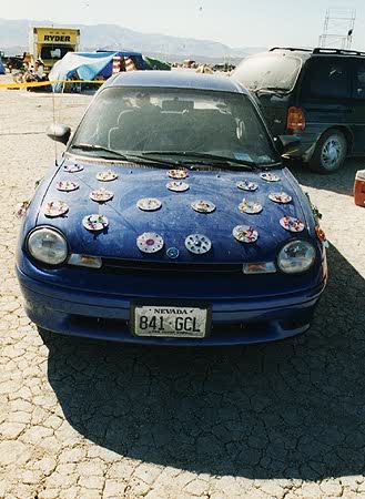 temp art car  in the desert